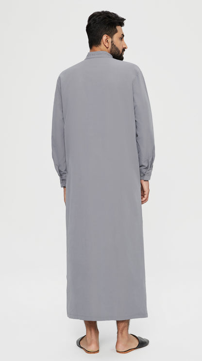 Qamis - Saudi Grey with chest embroidery