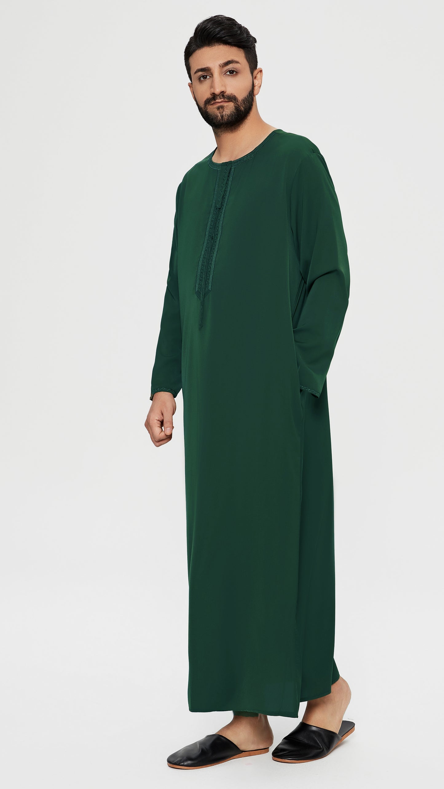 Qamis - Emirati Vert avec broderie cravate