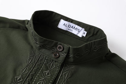 Qamis - Saudi Kaki with chest embroidery