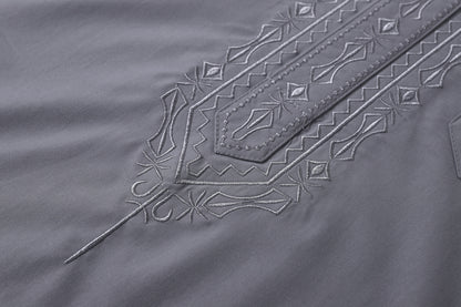 Qamis - Saudi Grey with chest embroidery