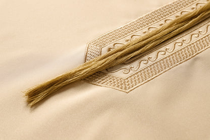 Qamis - Emirati Tan with chest embroidery